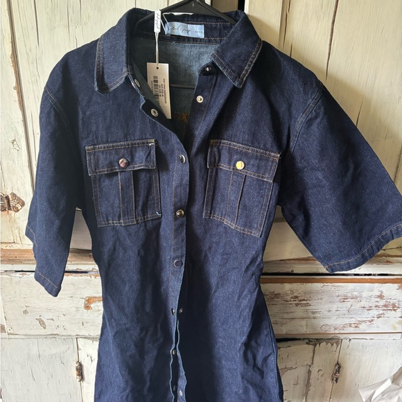 Petal & Pup Dresses & Skirts - Petal & Pup Dark Blue Denim Button-Up Dress NWT